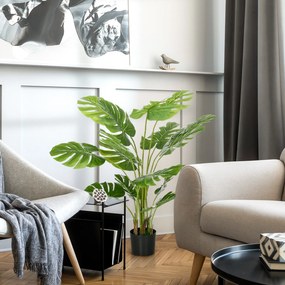 Planta artificial altura de 120 cm, árvore artificial de monstera deliciosa com vaso incluído, para interior, verde