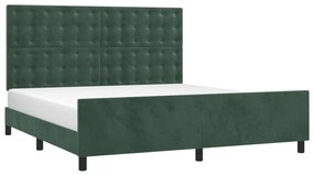 Estrutura de cama sem colchão 160x200 cm veludo verde-escuro