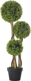 HOMCOM Árvore Artificial Topiária de Buxo 90 cm com Vaso, 3 Bolas de Buxo, Proteção UV, Decorativa para Interior e Exterior, Verde-claro | Aosom Portugal