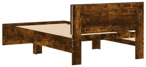 Estrutura cama c/ cabeceira/luzes LED 100x200cm carvalho fumado