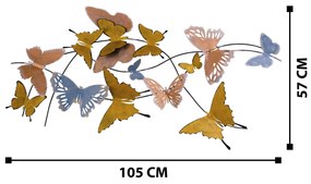 Acessório de Parede Decorativo Borboletas – Multicolor – 105 x 8 x 57