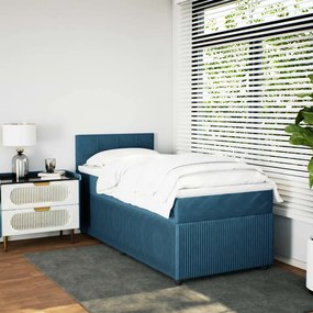 Cama boxspring com colchão 90x200 cm veludo azul