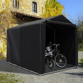 Cobertura exterior para bicicletas, ferramentas com porta de enrolar com fecho de correr 160 x 218 x 164 cm Cinzento