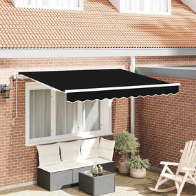 vidaXL Toldo Retrátil Preto e Branco 3 x 2 m Poliéster e Alumínio