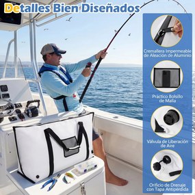 Saco térmico impermeável para peixe com fecho de correr, alça e válvula de drenagem; mantém o gelo durante 24 horas; geleira portátil em PVC, 122 cm B