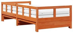 Sofá-cama com gavetão e colchões 80x200 cm pinho castanho-mel