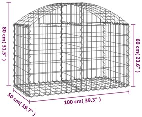 Cesto gabião arqueado 100x50x60/80 cm ferro galvanizado
