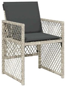 13 pcs conj. jantar jardim c/ almofadões vime PE cinzento-claro