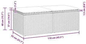 2 pcs conjunto sofás jardim almofadões vime PE/acácia cinzento
