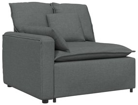 Sofá modular com almofadas tecido cinzento-escuro