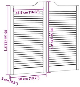 Portas de batente design de persiana 1-Par pinho maciço