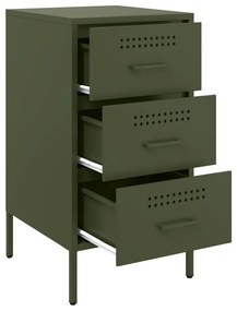 Mesas de cabeceira 2 pcs 36x39x68 cm aço verde-azeitona