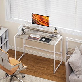 Secretária dobrável para computador com suporte para ecrã, para quarto, espaços pequenos, 100 x 48 x 87,5 cm, cor madeira natural
