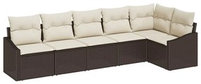 Conjunto de Jantar de Jardim com 6 Peças e Almofadas em Rattan Sintéti