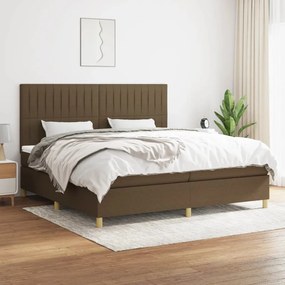 vidaXL Cama com molas/colchão 200x200 cm tecido castanho-escuro