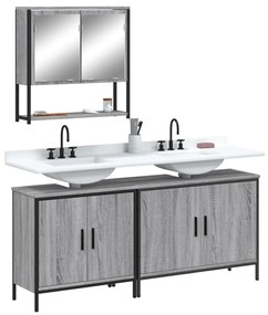 vidaXL 3 pcs Conjunto móveis casa de banho madeira proc. cinza sonoma