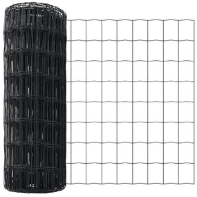 Cerca Euro com 13 Postes 0.4x50 m de Aço Galvanizado Cinza