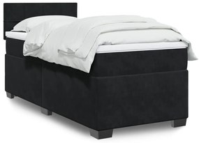 Cama box spring com colchão solteiro veludo preto