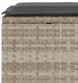 3 pcs conjunto bistrô com almofadões vime PE cinzento claro
