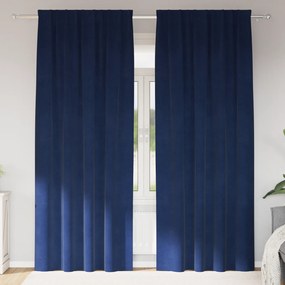 Cortinas Blackout vidaXL com fita superior 2 pcs Veludo Azul Escuro