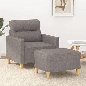 vidaXL Poltrona com apoio de pés 60 cm tecido cinza-acastanhado