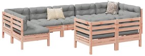 9 pcs conj. sofás jardim c/ almofadões madeira abeto-de-douglas