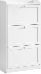 VASAGLE LBC036W01 Sapateira com 3 abas, sapateira, armazenamento de sapatos, placa superior, divisória ajustável, para até 18 pares de sapatos, corredor, 24 x 60 x 108 cm, branco nuvem
