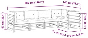 5 pcs conjunto sofás de jardim c/ almofadões pinho impregnado
