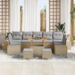 Conjunto de Sofá de Jardim de 10 Peças vidaXL com Almofadas em Rattan