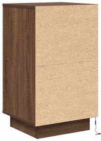 Mesa de cabeceira com luzes LED 38x34x65 cm carvalho castanho