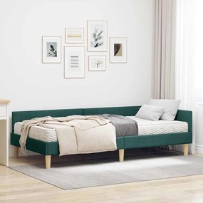 vidaXL Estrutura de Cama de Canto com Colchão 2 pcs Verde tecido