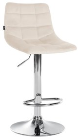 Banco de bar Jerry em veludo com estrutura cromada 87-108,5 x 43 x 46,5 cm Creme