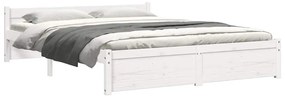 Estrutura de cama 140x200 cm madeira maciça branco