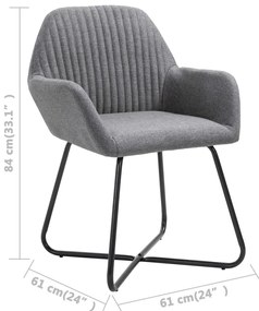 Cadeiras de jantar 4 pcs tecido cinzento-escuro