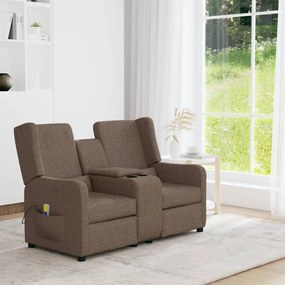vidaXL Sofá massagens reclin. 2 lug c/ suporte copos cinza-acastanhado