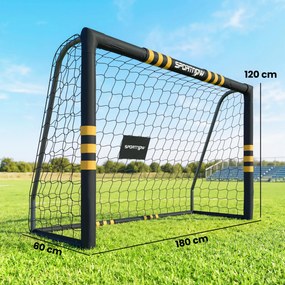 Baliza de Futebol, 180 x 60 x 120 cm, Proteção Acolchoada da Estrutura, Amarela