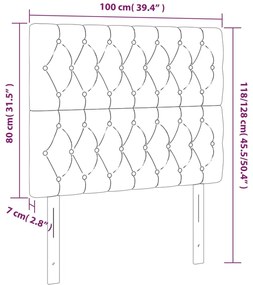 Cabeceira de cama c/ LED veludo 100x7x118/128 cm cinza-escuro