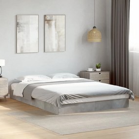 vidaXL Estrutura de cama 140x190 cm derivados de madeira cinza cimento