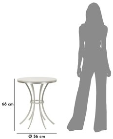 MESA DE APOIO ISTANBUL Ø 56X68 CM PRATA E BRANCO