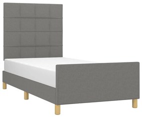 Estrutura de cama sem colchão 90x200 cm tecido cinzento-escuro