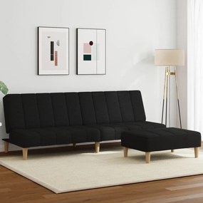 vidaXL Sofá-cama de 2 lugares com apoio de pés tecido preto
