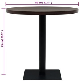 Mesa bistrô em MDF e aço redonda 80x75 cm cinzento escuro