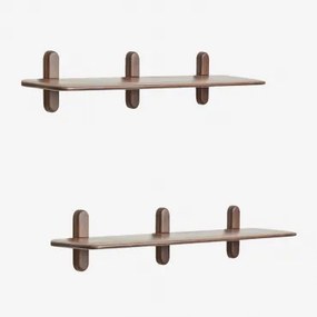 Pack De 2 Prateleiras De Parede Em Madeira Veleta ↔︎ 130 Cm & Castanho-acácia Escuro - Sklum
