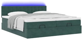 Estrutura de cama otomana com colchão verde escuro veludo