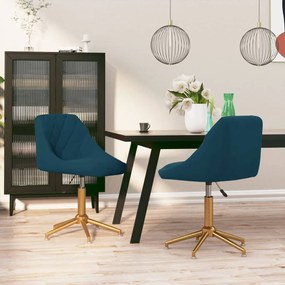vidaXL Cadeiras de jantar giratórias 2 pcs veludo azul