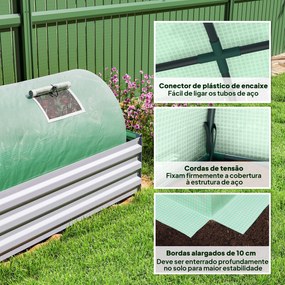 Estufa Pequena para Cultivo de Plantas com 5 Janelas Estrutura em Aço e Cobertura de PE Anti-UV 300x80x45 cm Verde
