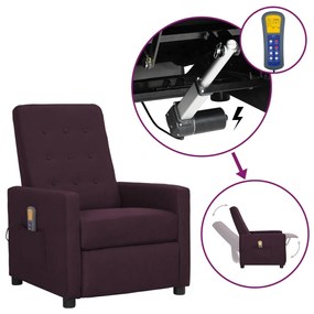 vidaXL Poltrona elevatória de massagens tecido roxo