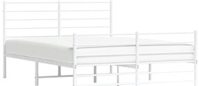 Estrutura de cama com cabeceira e pés 120x190 cm metal branco
