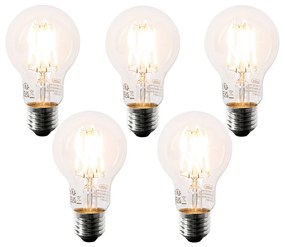 Conjunto de 5 Lâmpadas LED E27 A60 Transparentes 6W 630lm 2200K