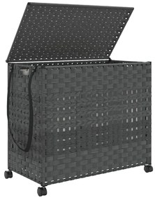 Cesto para roupa suja com rodas 66x35x60 cm vime cinzento